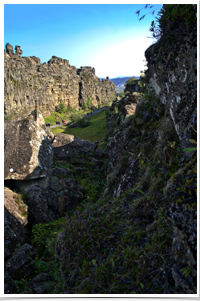 Looking along the canyon torn in half.